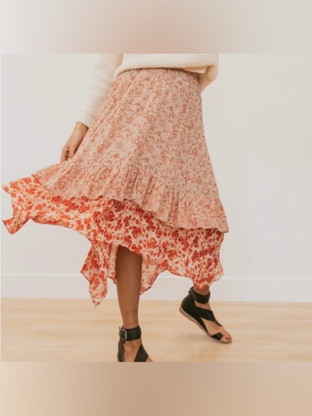 NWT Free People Zuma Drippy Ruffle Skirt